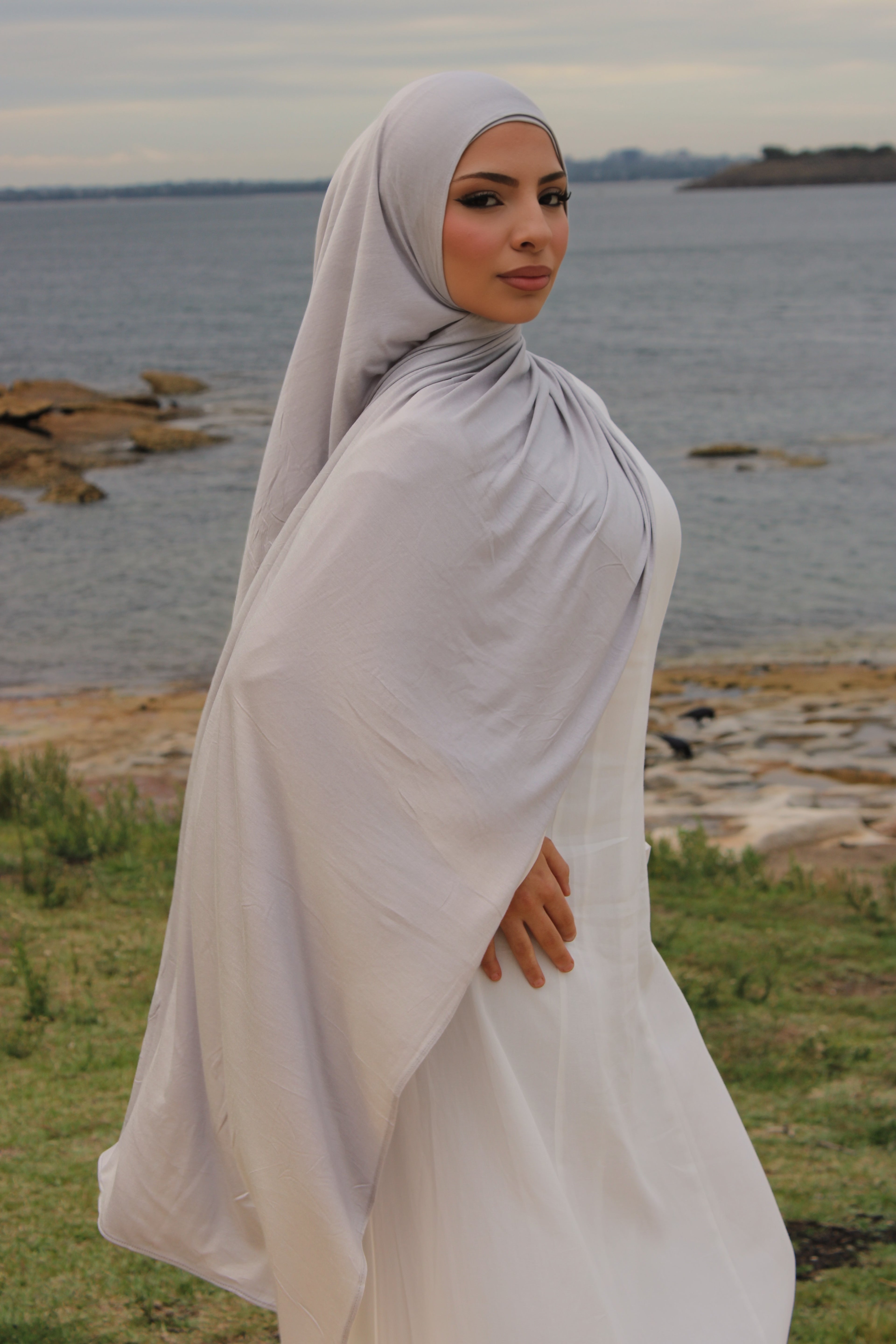 Silver Jersey Hijab Set