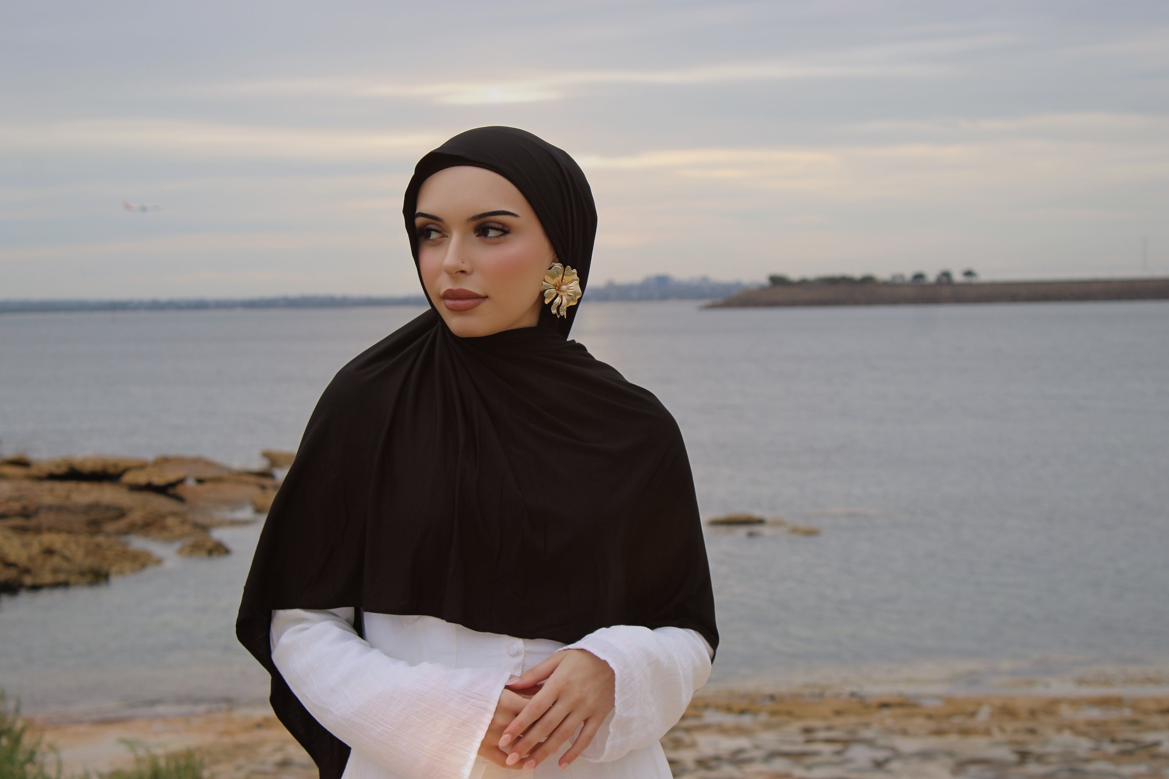 Black Jersey Hijab Set