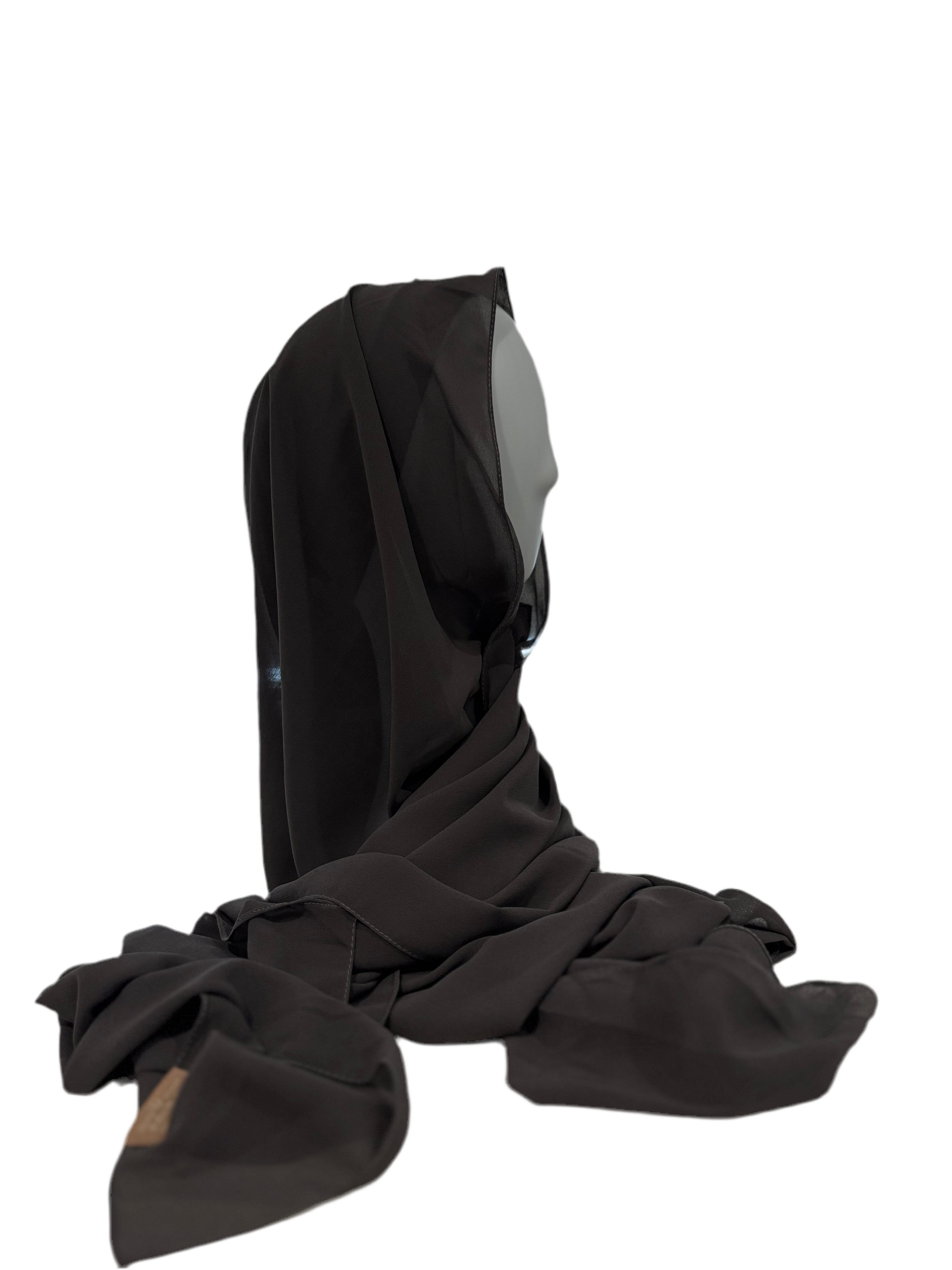 TWO IN ONE CHIFFON HIJAB & Dark Ash