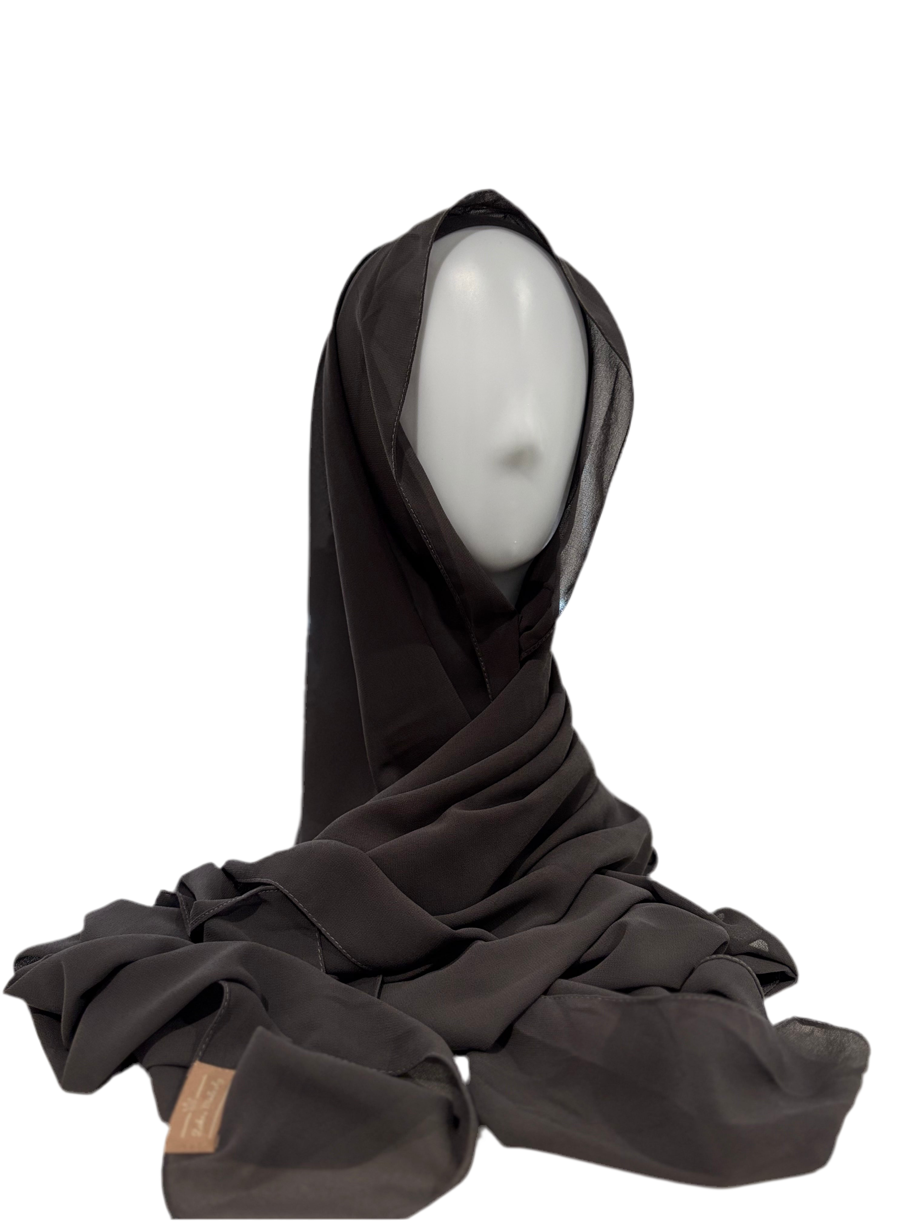 TWO IN ONE CHIFFON HIJAB & Dark Ash