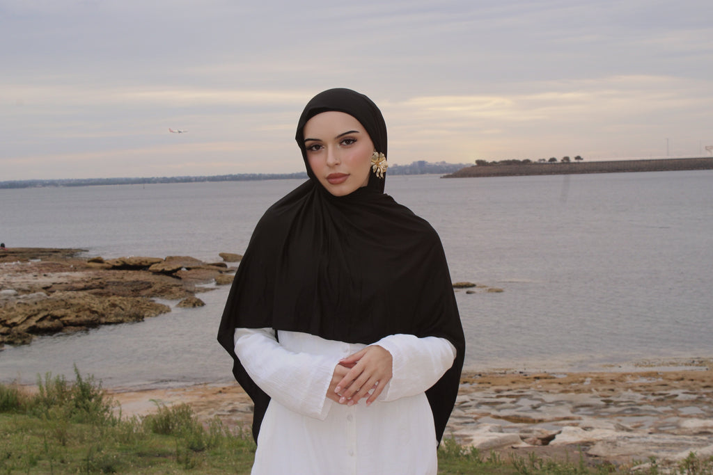 Black Jersey Hijab Set
