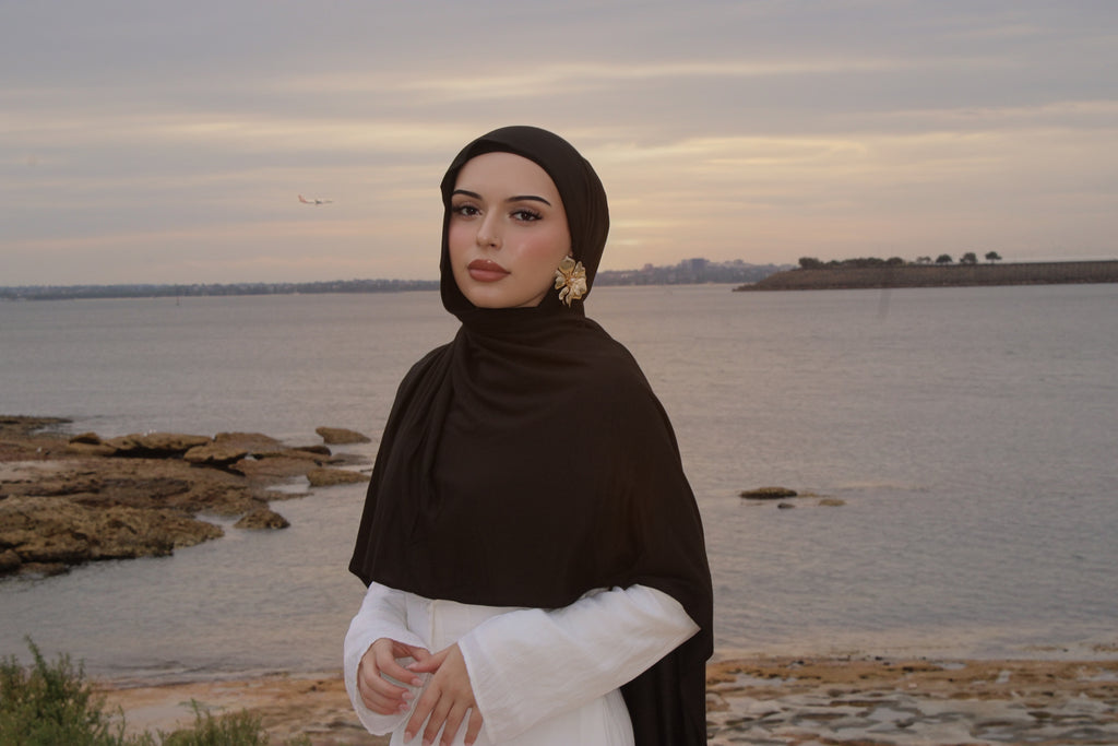 Black Jersey Hijab Set