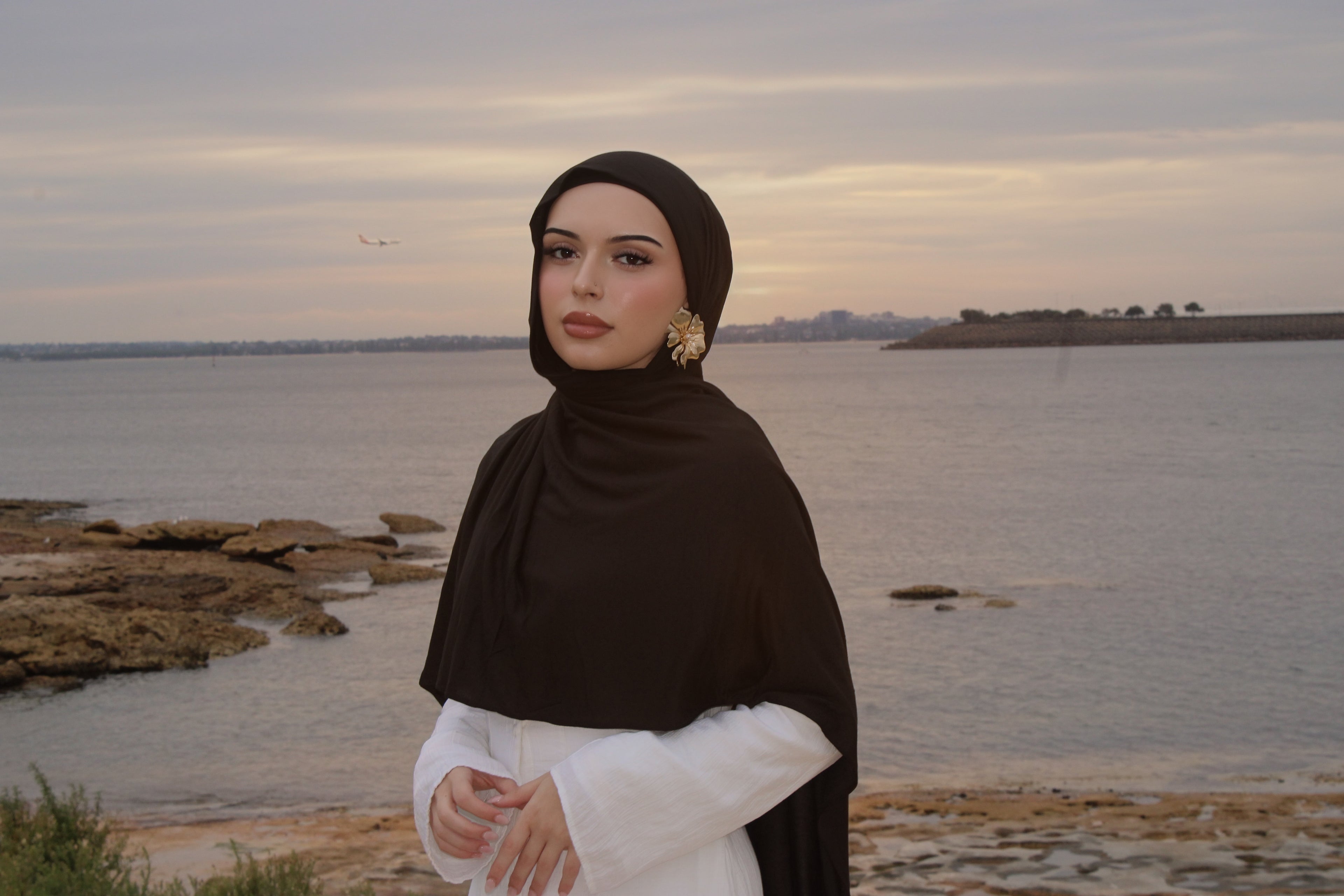 Black Jersey Hijab Set