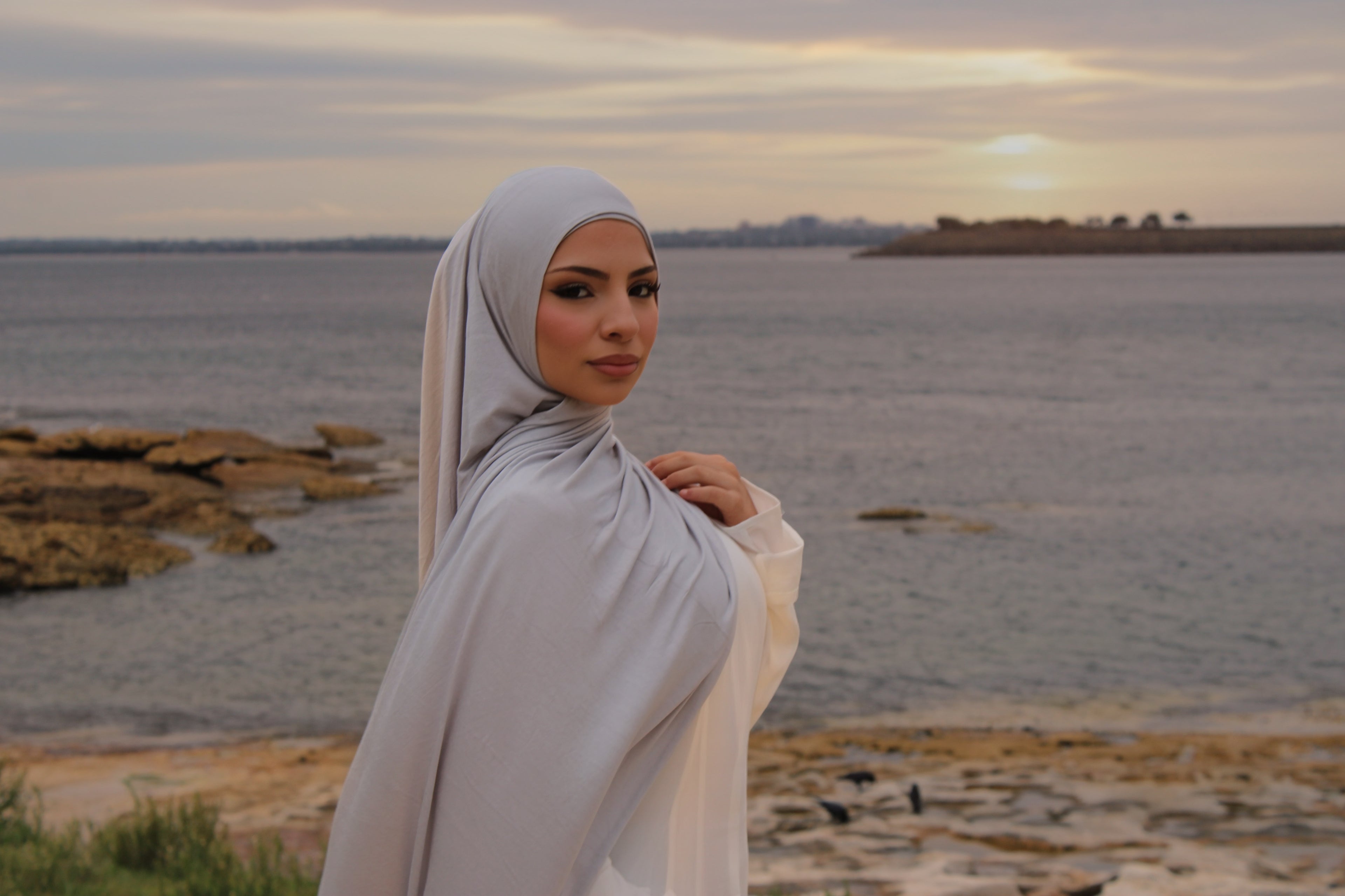 Silver Jersey Hijab Set