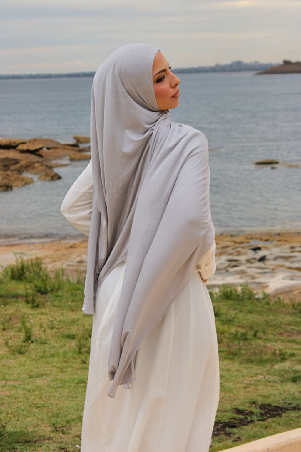 Silver Jersey Hijab Set