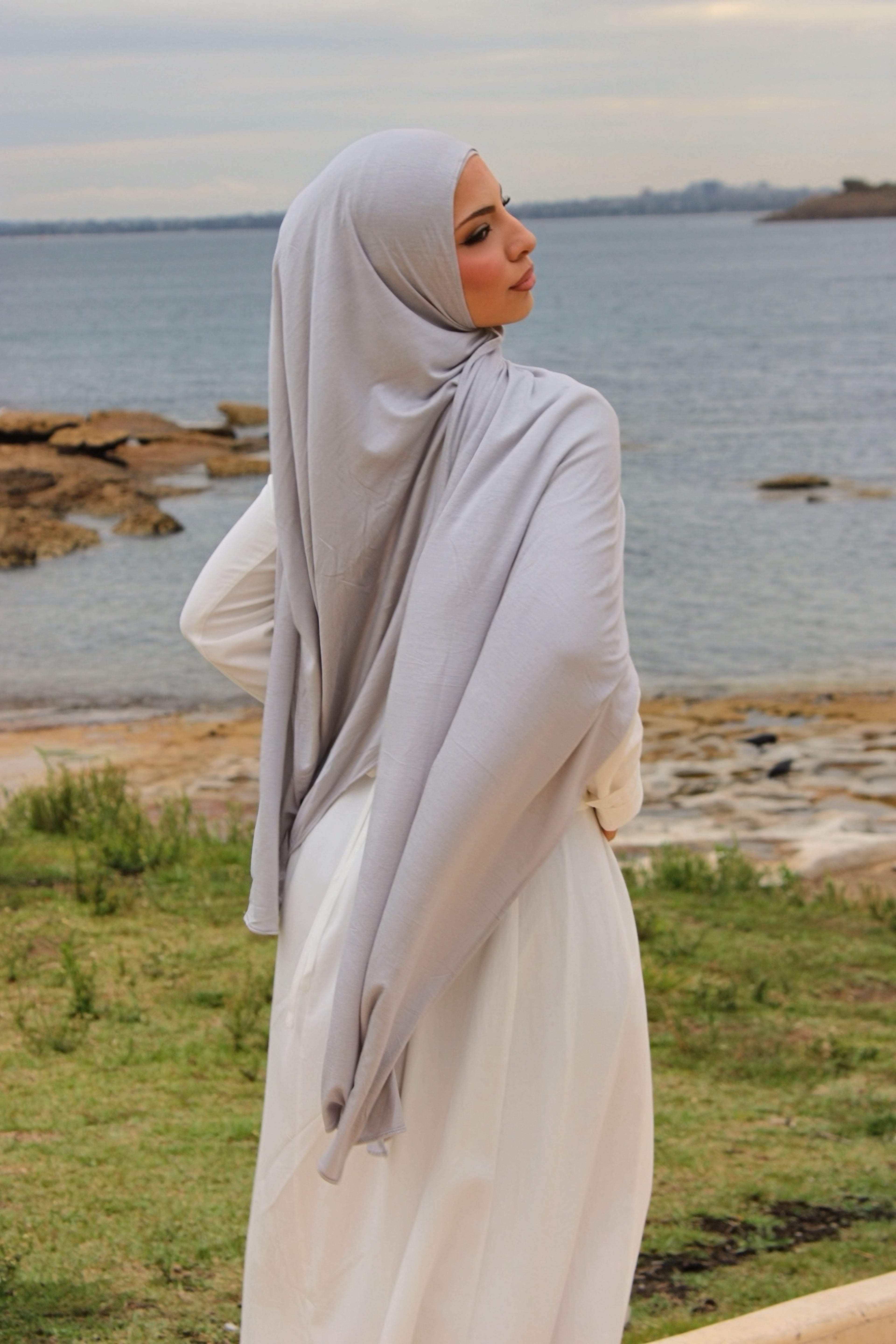 Silver Jersey Hijab Set