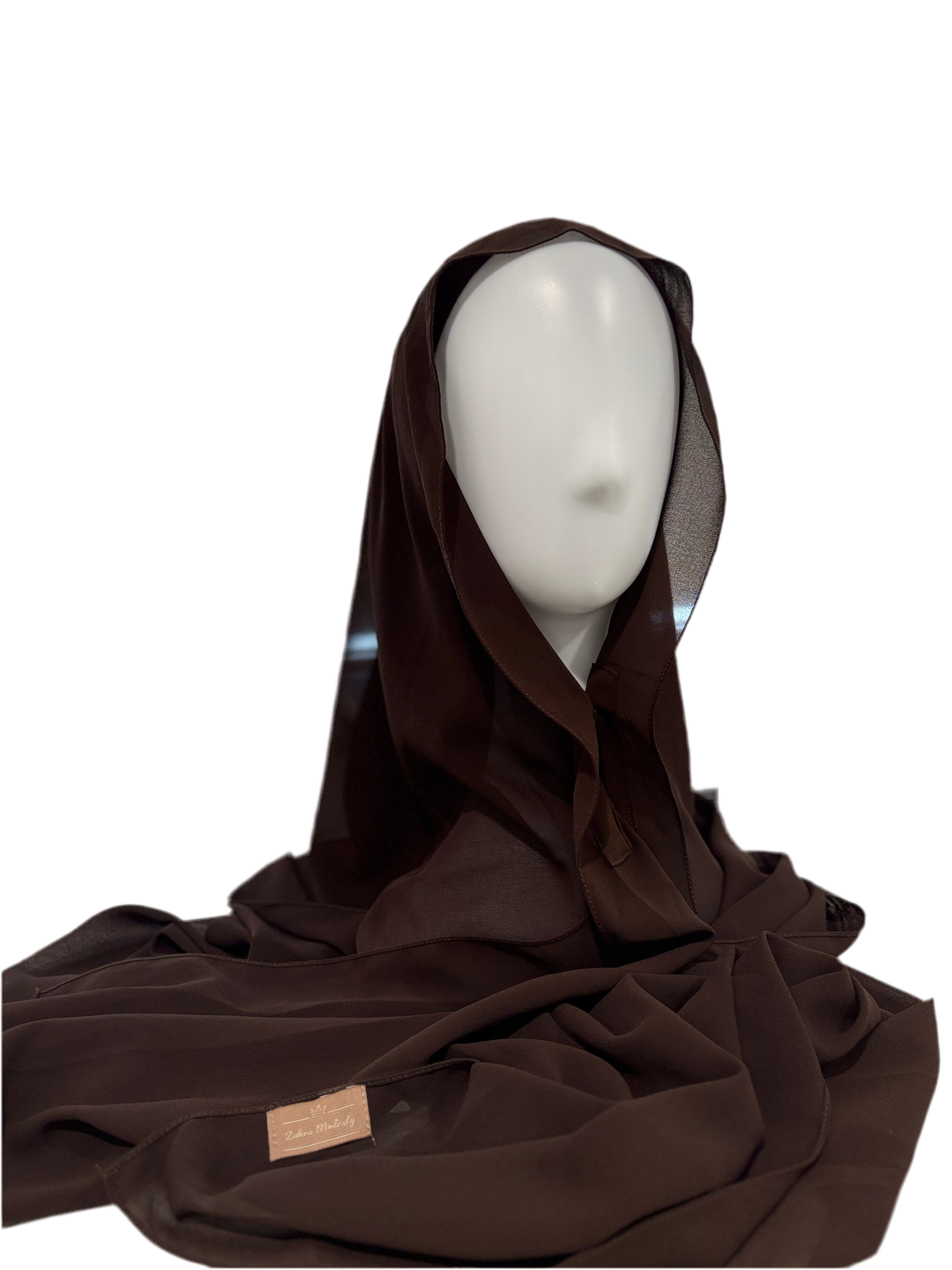 TWO IN ONE CHIFFON HIJAB & Espresso