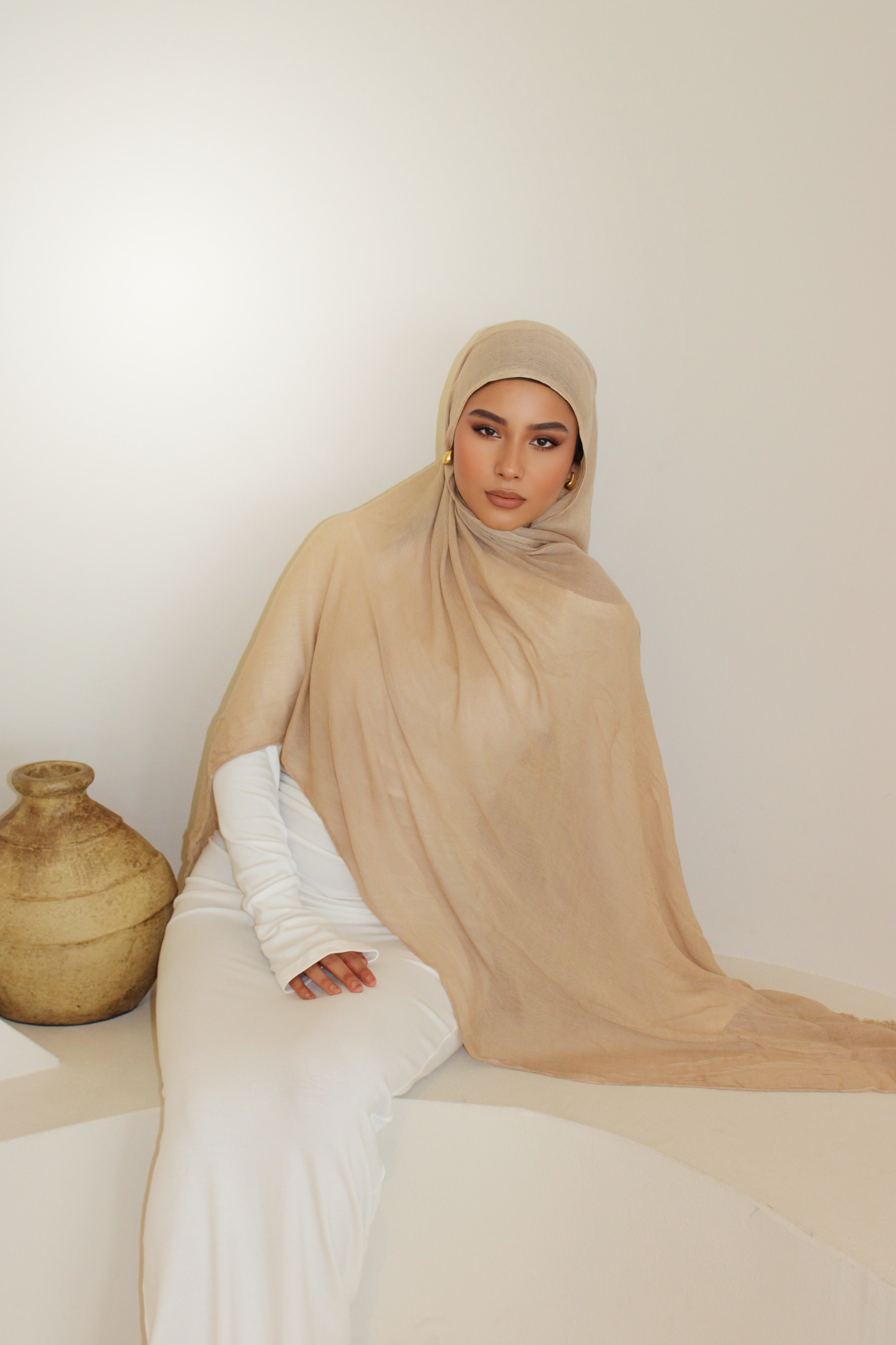 Latte -Crinkle Rayon Hijab