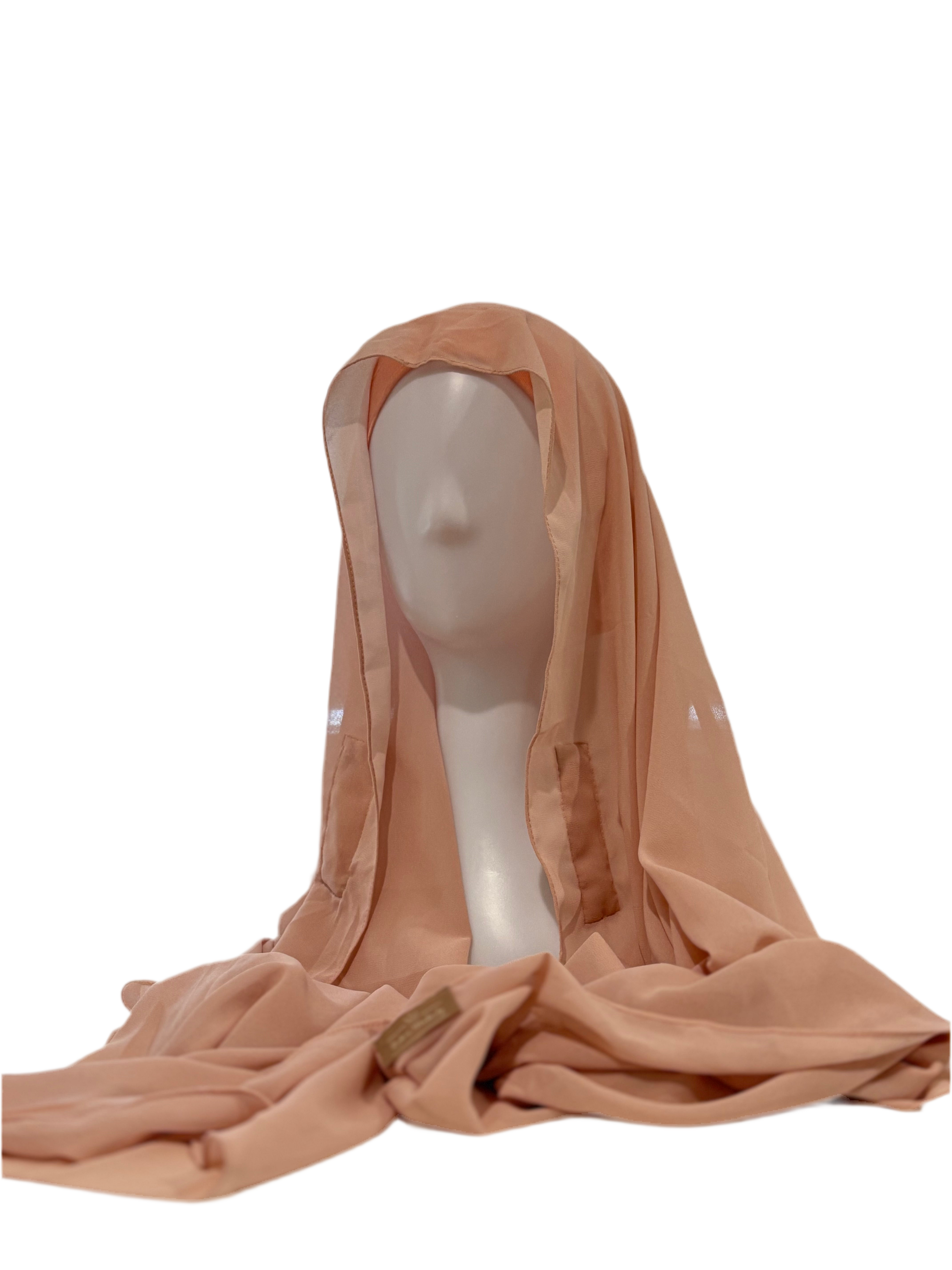 TWO IN ONE CHIFFON HIJAB & Blush Rose