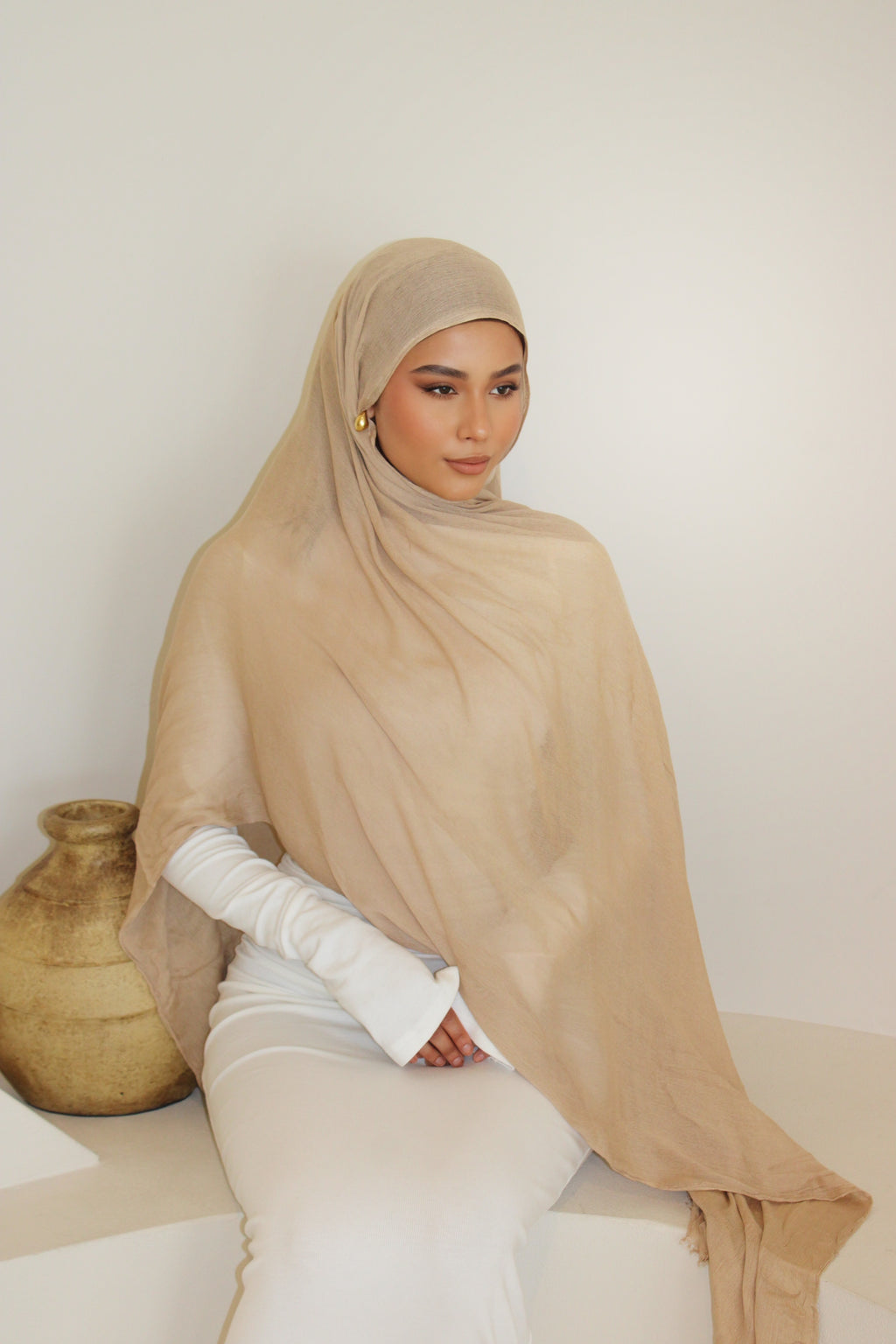 Latte -Crinkle Rayon Hijab