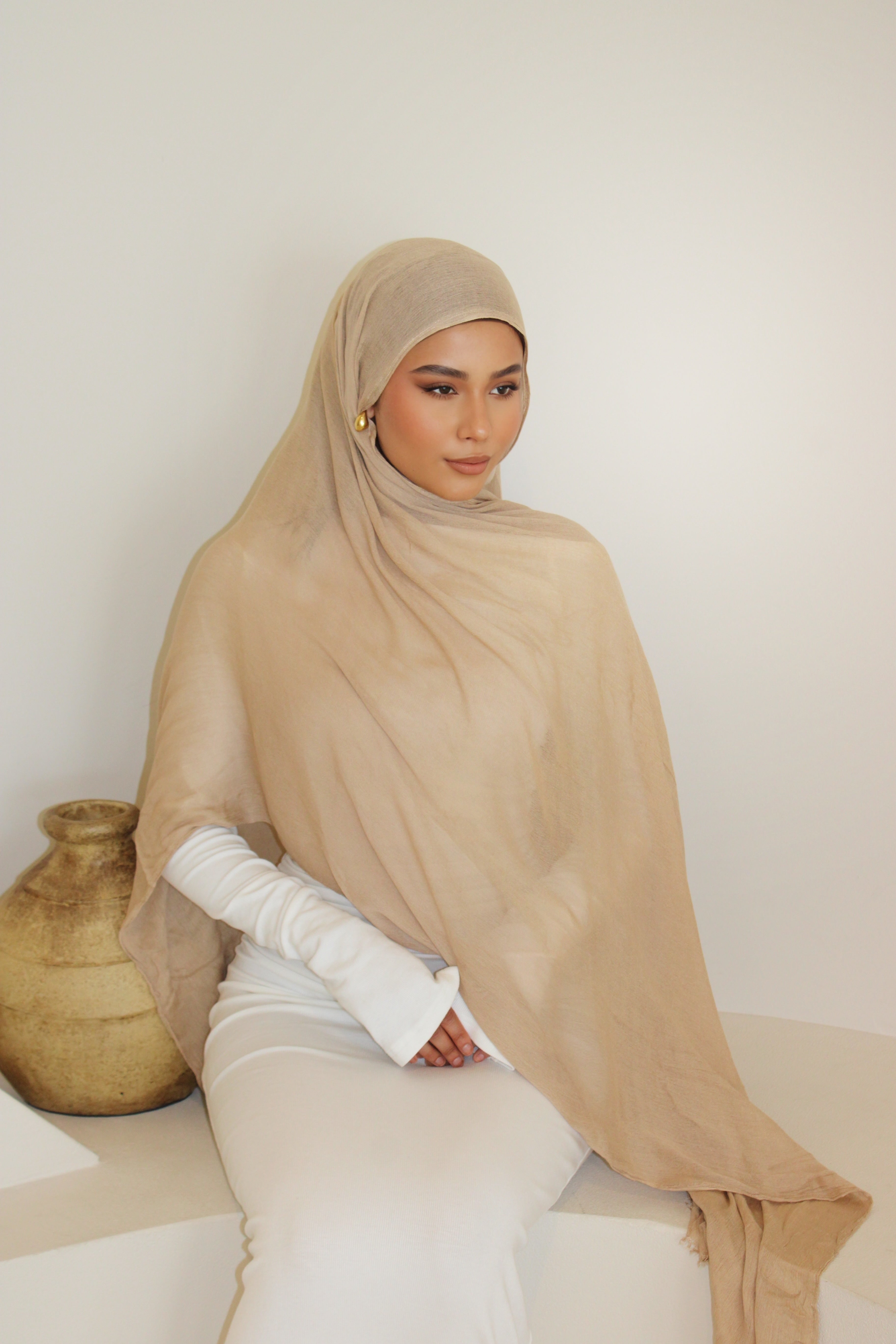 Latte -Crinkle Rayon Hijab