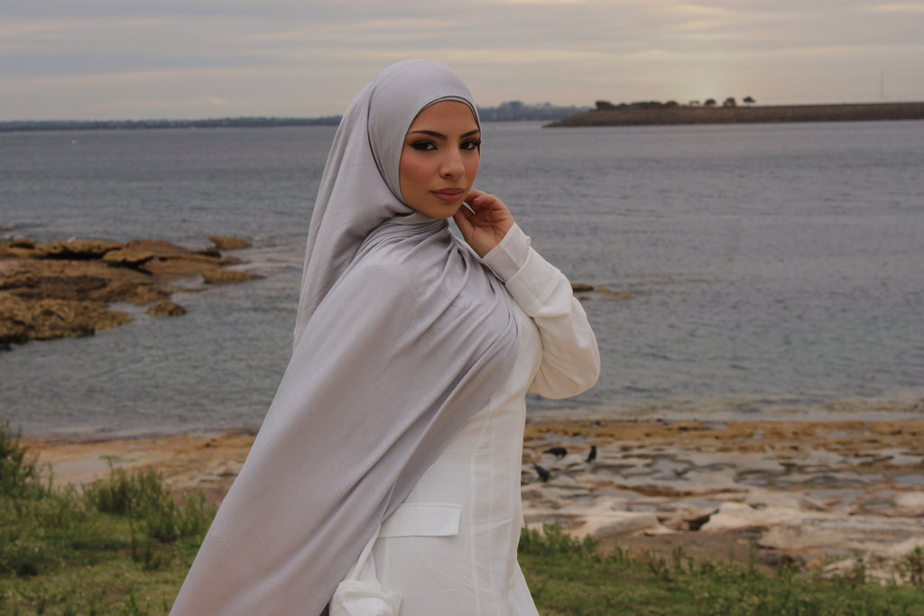 Silver Jersey Hijab Set