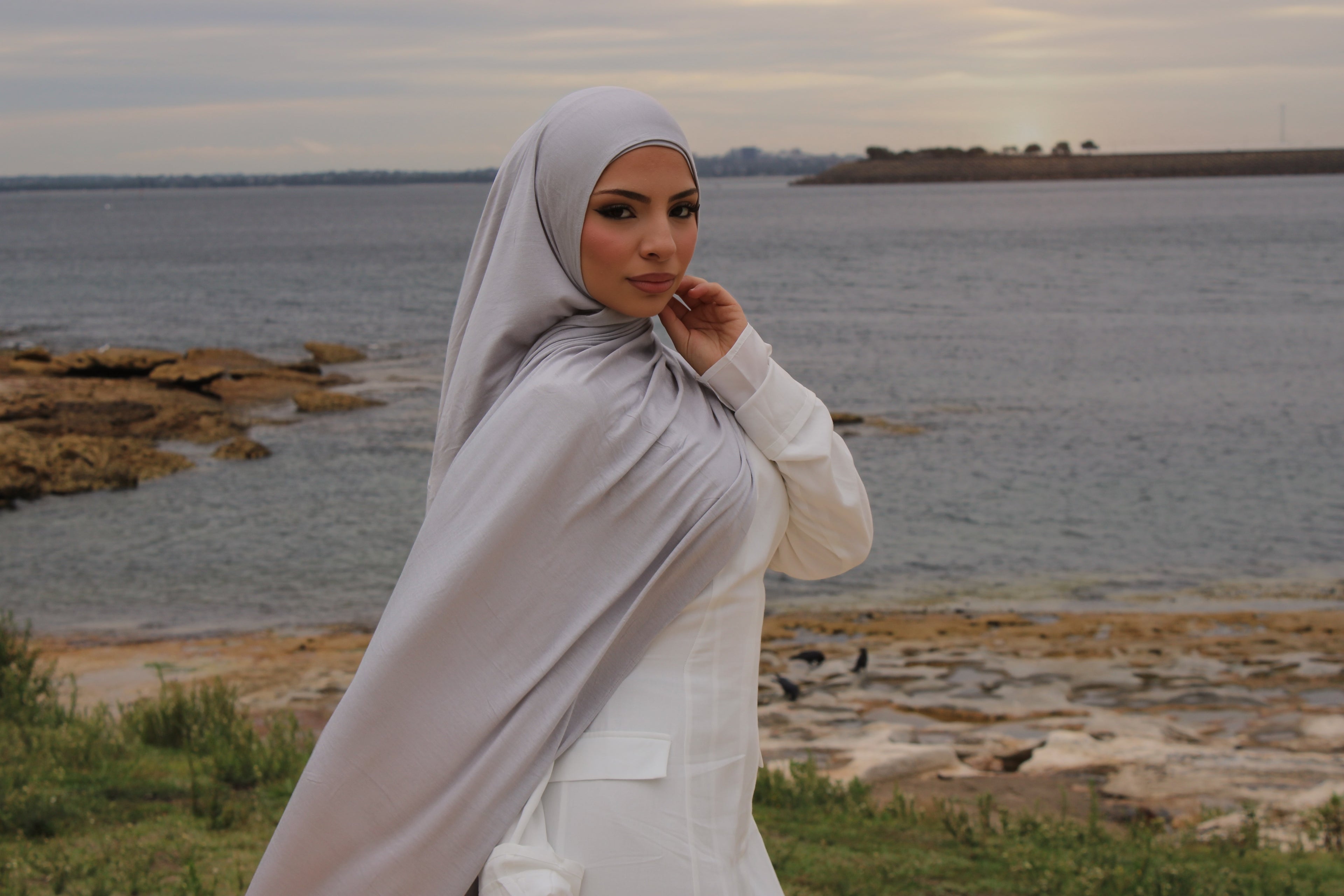 Silver Jersey Hijab Set