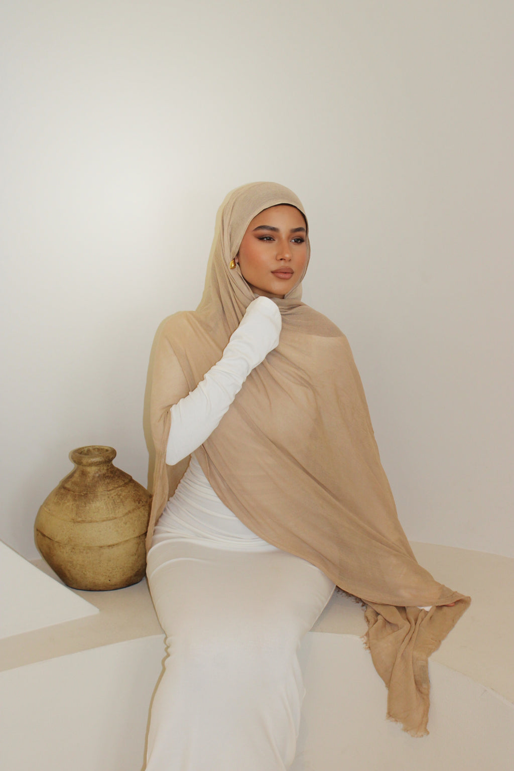 Latte -Crinkle Rayon Hijab