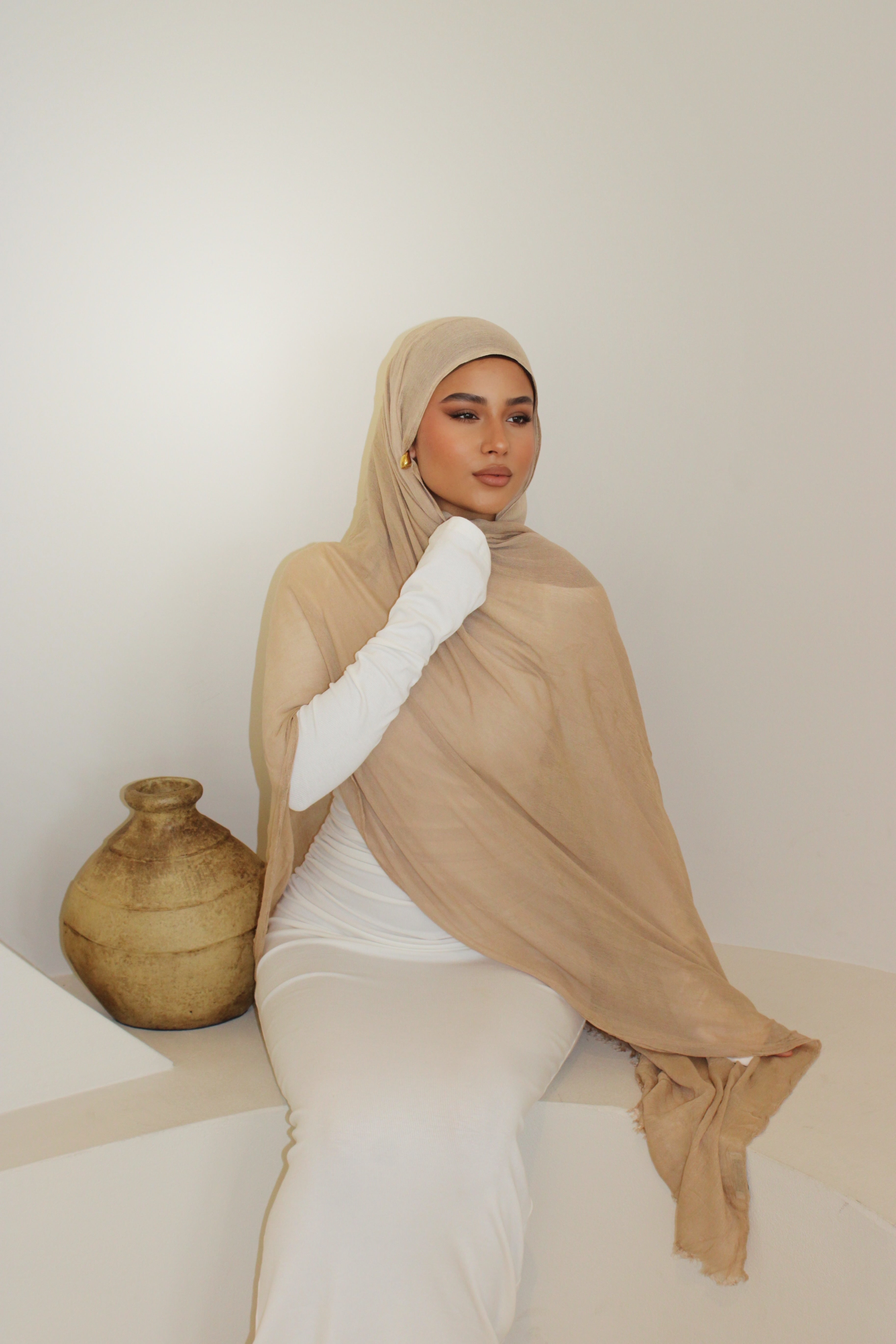 Latte -Crinkle Rayon Hijab