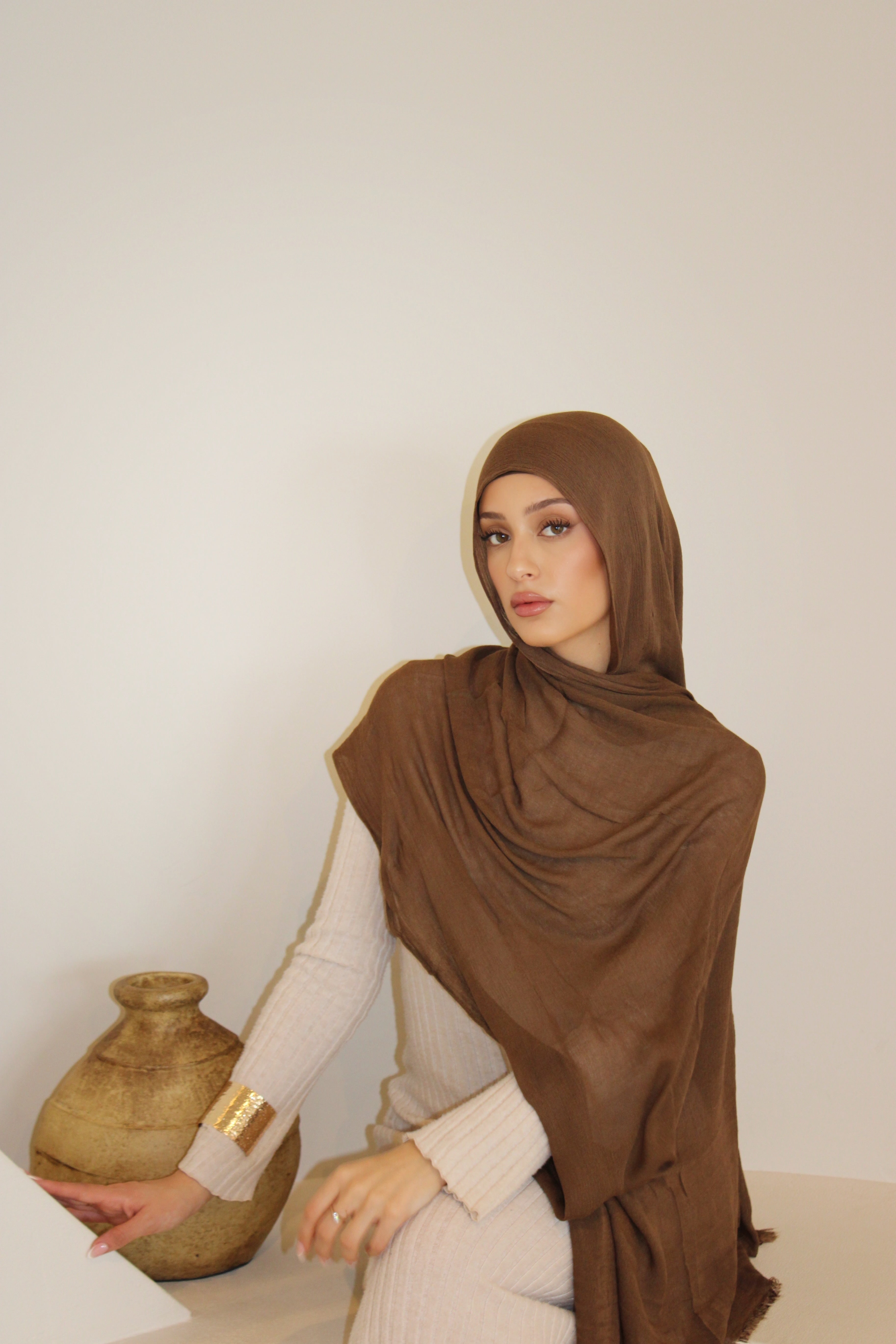 Brown – Crinkle Rayon Hijab