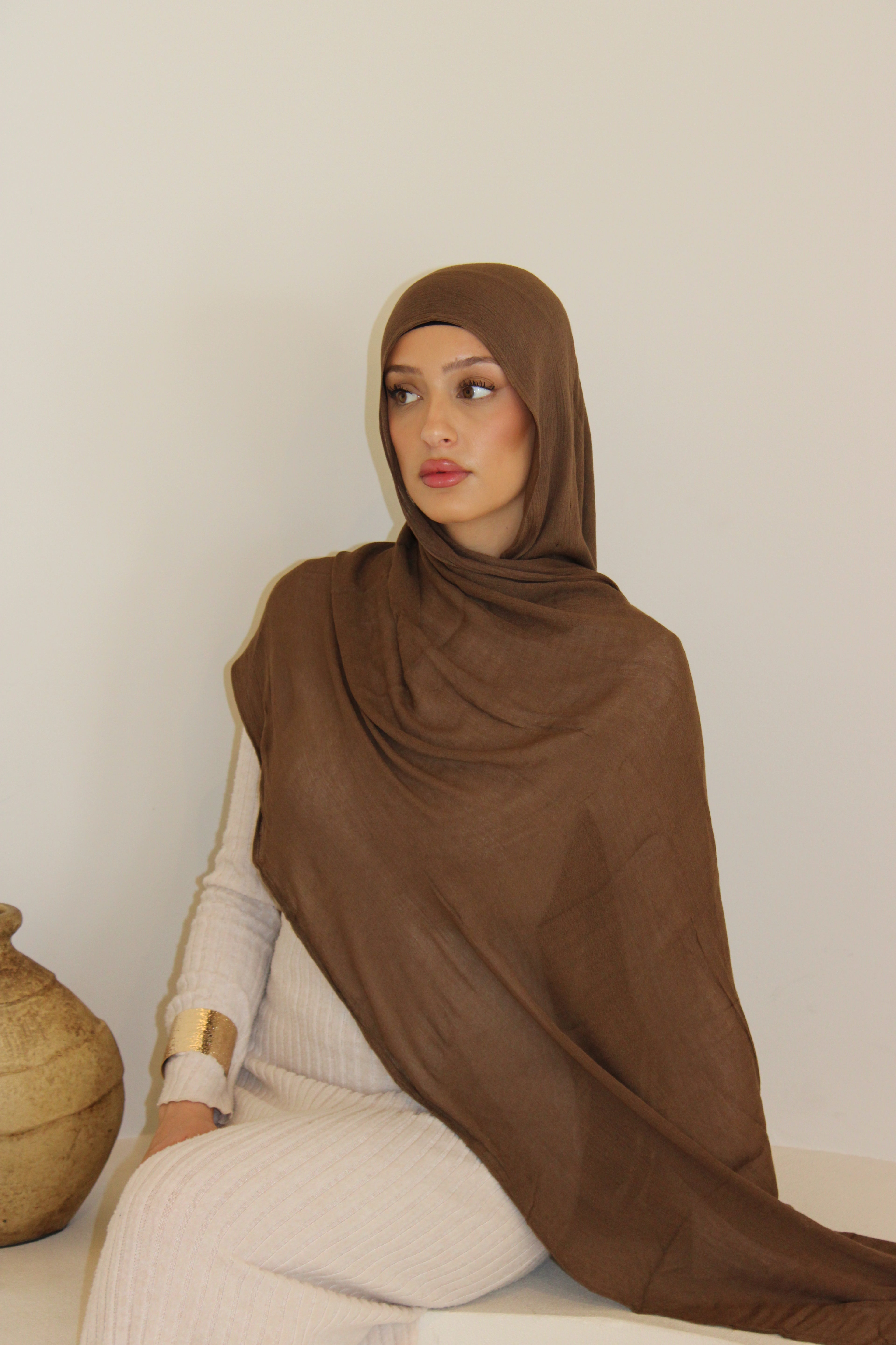 Brown – Crinkle Rayon Hijab